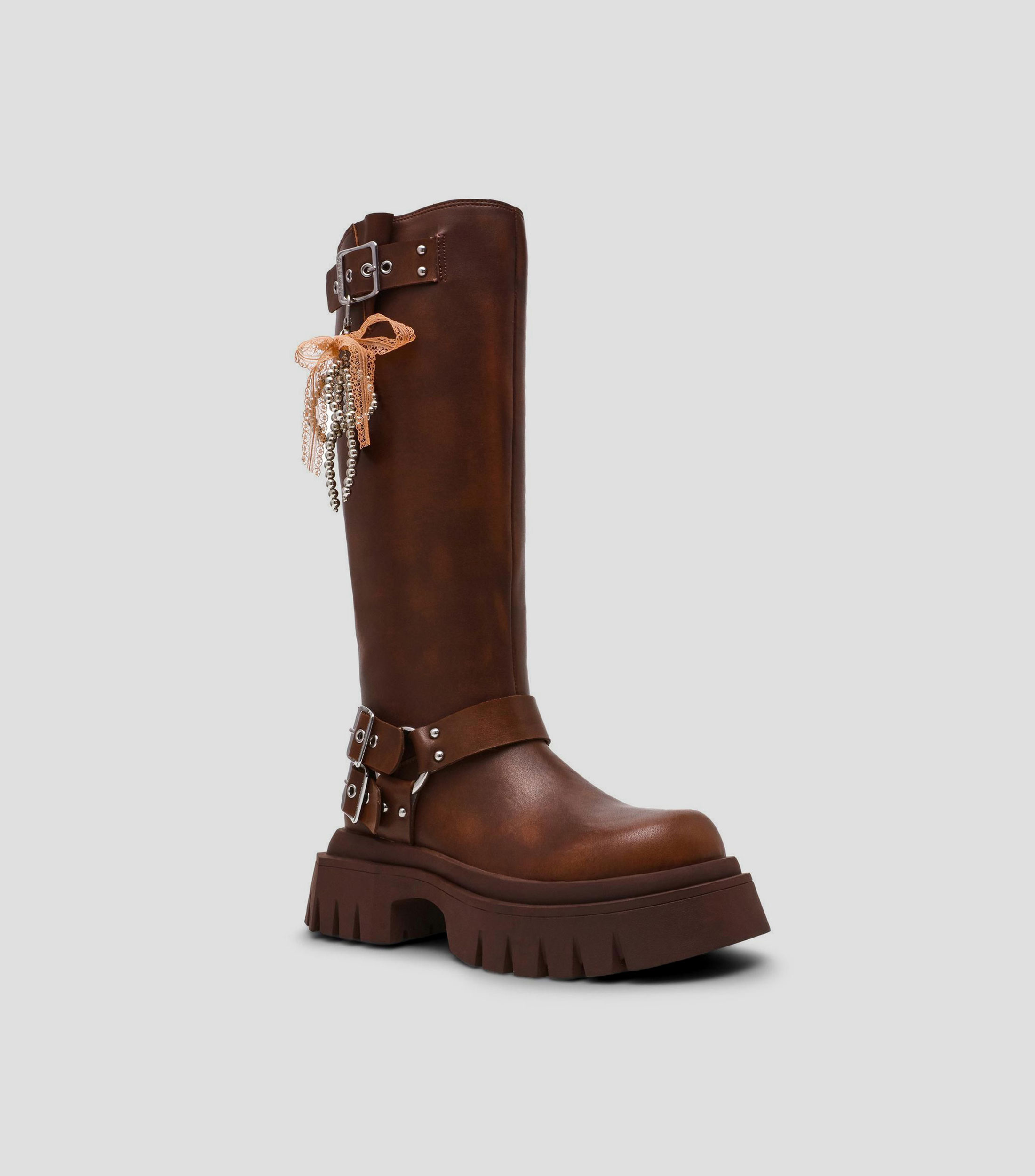 Botas largas con tacón bajo cuadrado Mujer
